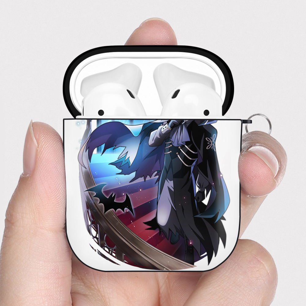 （画像用） 文豪ストレイドッグス Bungo Stray Dogs AirPods 第2世代保護ケース ハードシェル ブラック 耐衝撃・防指紋・カラビナ付き