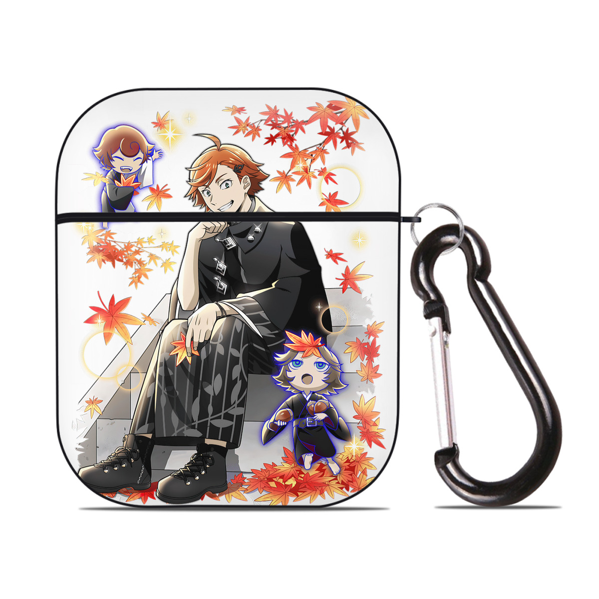 （画像用） 文豪ストレイドッグス Bungo Stray Dogs AirPods 第2世代保護ケース ハードシェル ブラック 耐衝撃・防指紋・カラビナ付き