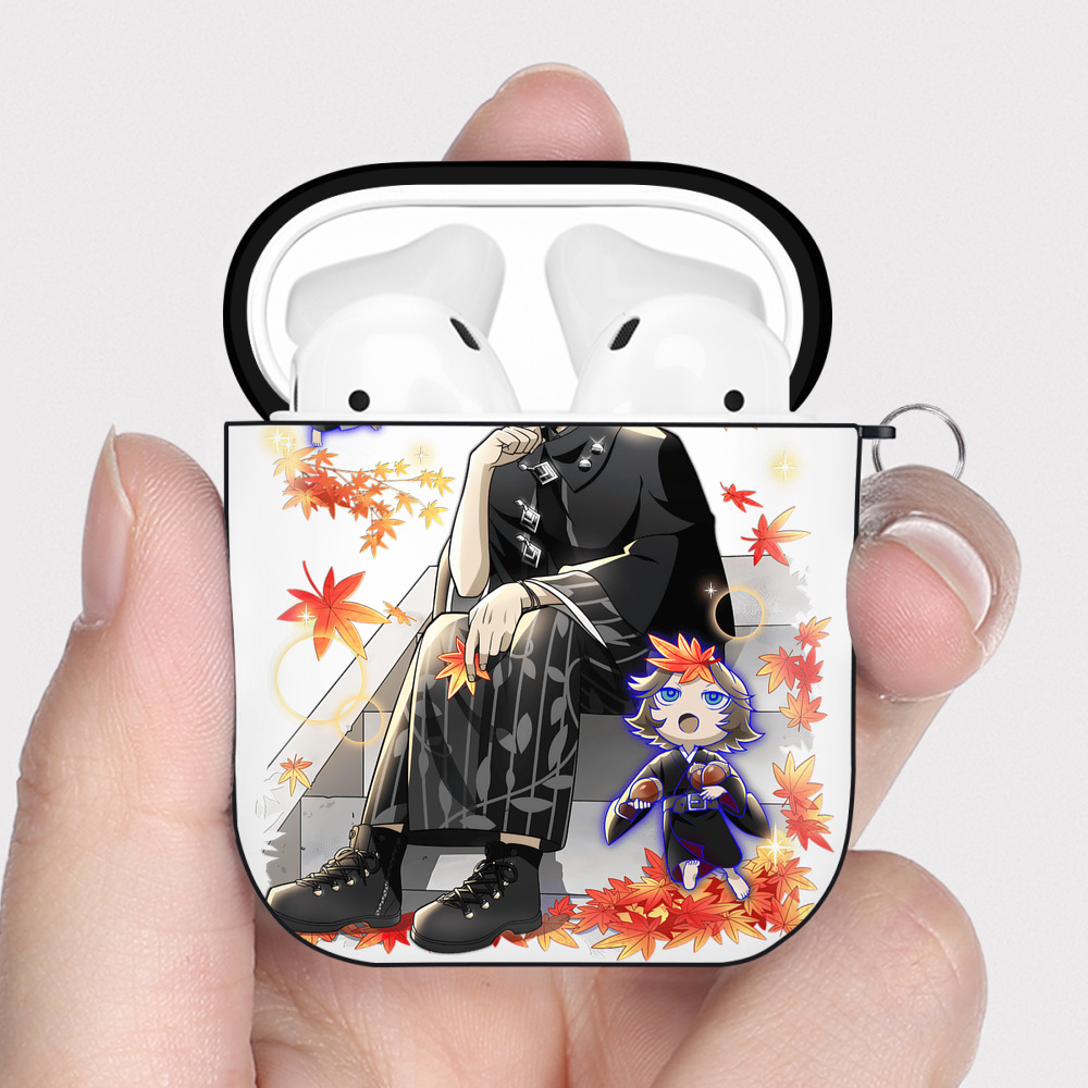 （画像用） 文豪ストレイドッグス Bungo Stray Dogs AirPods 第2世代保護ケース ハードシェル ブラック 耐衝撃・防指紋・カラビナ付き