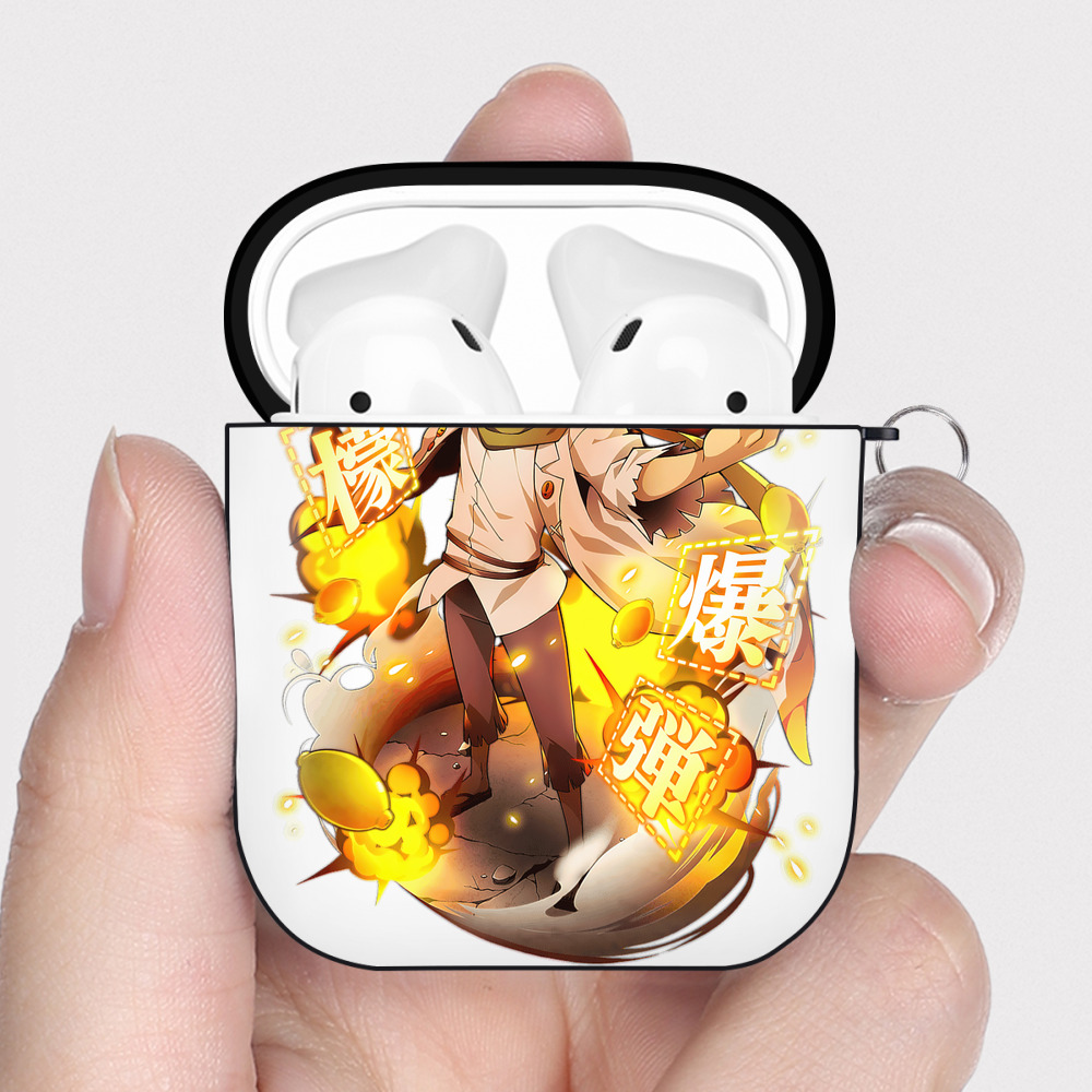 （画像用） 文豪ストレイドッグス Bungo Stray Dogs AirPods 第2世代保護ケース ハードシェル ブラック 耐衝撃・防指紋・カラビナ付き