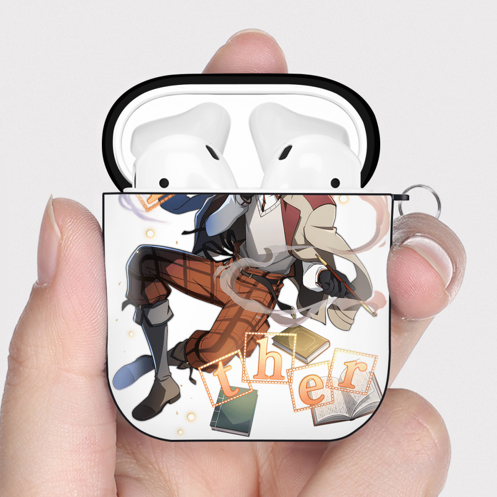 （画像用） 文豪ストレイドッグス Bungo Stray Dogs AirPods 第2世代保護ケース ハードシェル ブラック 耐衝撃・防指紋・カラビナ付き