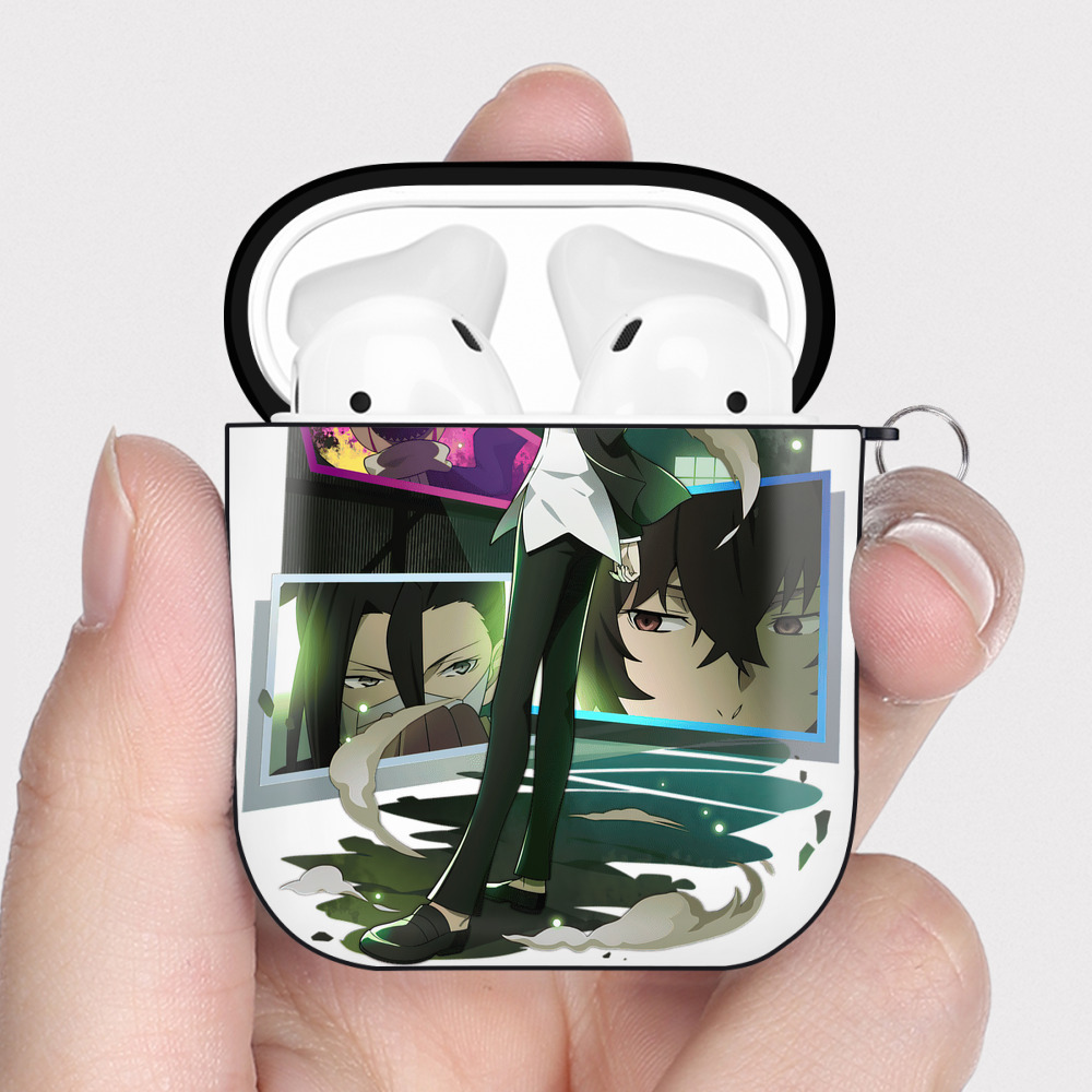 （画像用） 文豪ストレイドッグス Bungo Stray Dogs AirPods 第2世代保護ケース ハードシェル ブラック 耐衝撃・防指紋・カラビナ付き