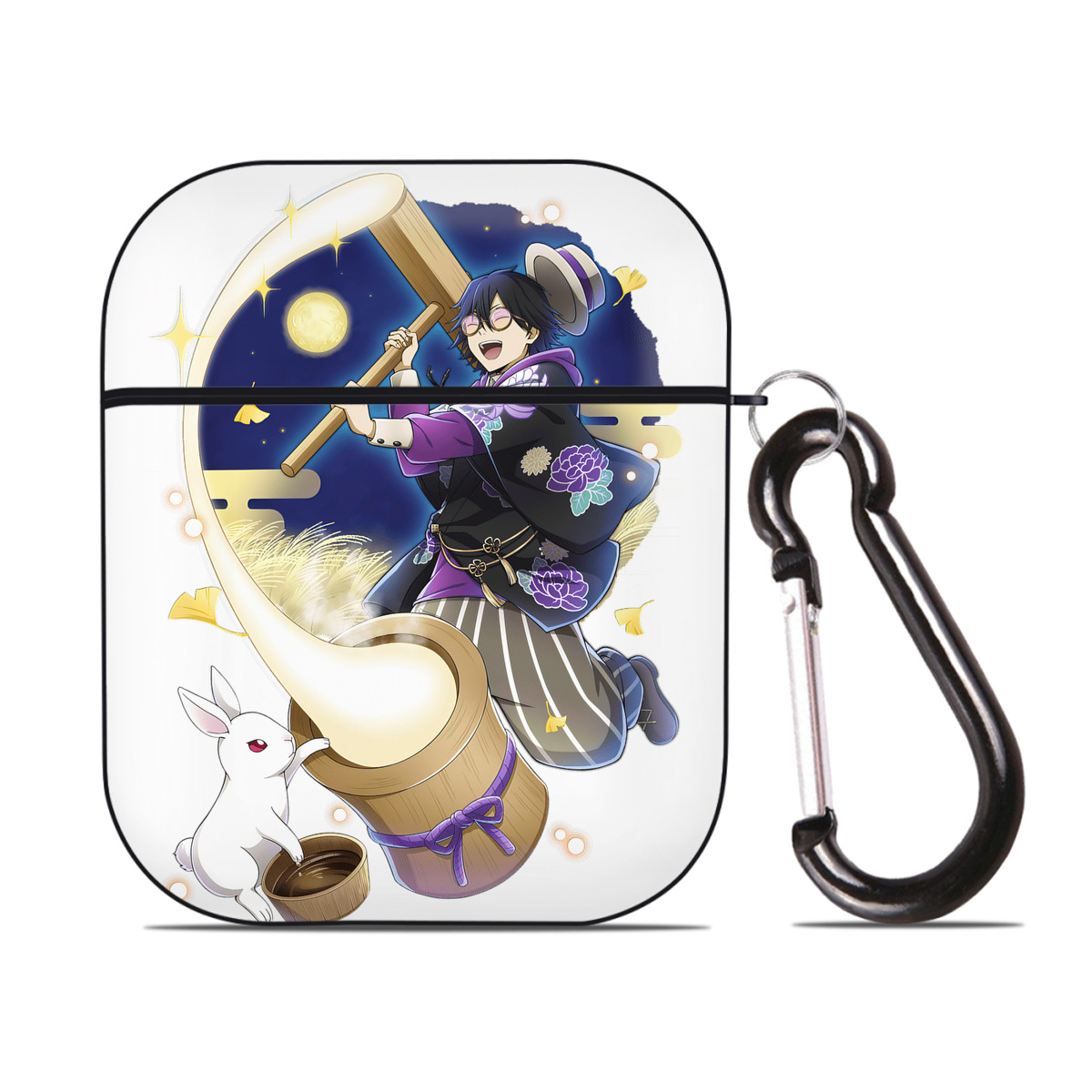 （画像用） 文豪ストレイドッグス Bungo Stray Dogs AirPods 第2世代保護ケース ハードシェル ブラック 耐衝撃・防指紋・カラビナ付き