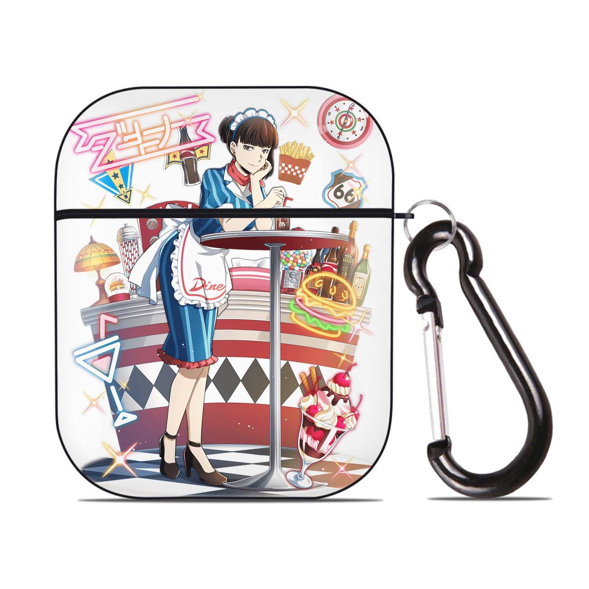 （画像用） 文豪ストレイドッグス Bungo Stray Dogs AirPods 第2世代保護ケース ハードシェル ブラック 耐衝撃・防指紋・カラビナ付き