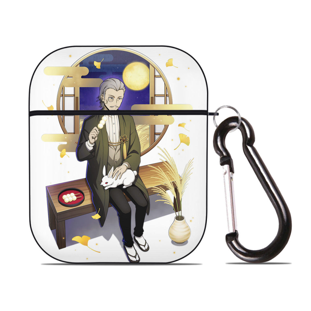 （画像用） 文豪ストレイドッグス Bungo Stray Dogs AirPods 第2世代保護ケース ハードシェル ブラック 耐衝撃・防指紋・カラビナ付き