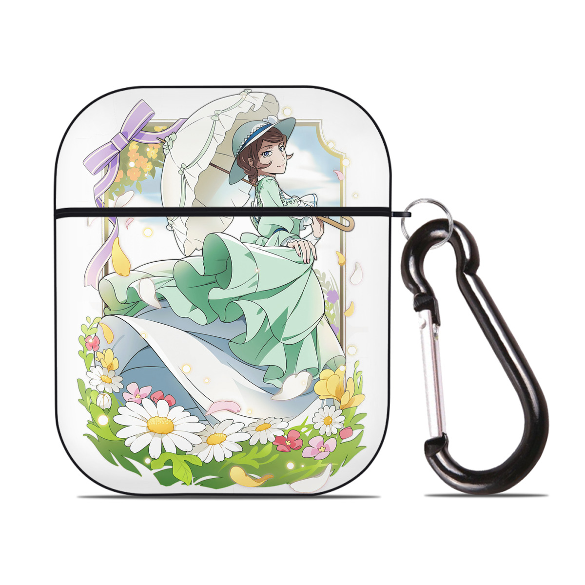 （画像用） 文豪ストレイドッグス Bungo Stray Dogs AirPods 第2世代保護ケース ハードシェル ブラック 耐衝撃・防指紋・カラビナ付き