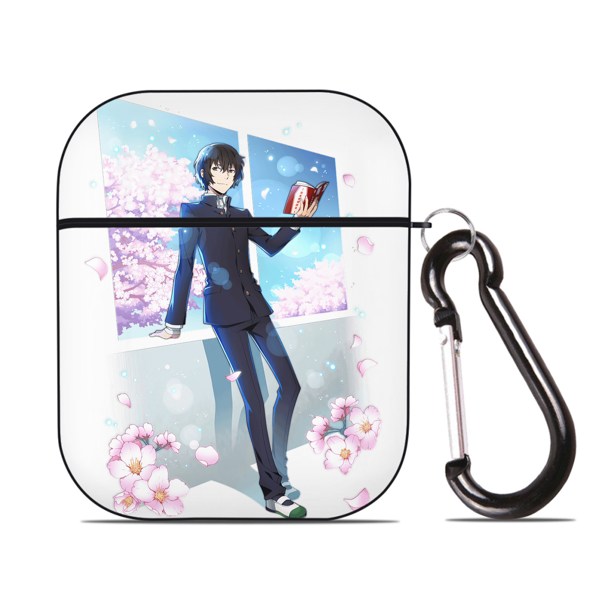 （画像用） 文豪ストレイドッグス Bungo Stray Dogs AirPods 第2世代保護ケース ハードシェル ブラック 耐衝撃・防指紋・カラビナ付き