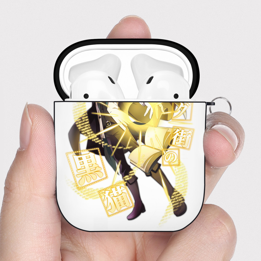 （画像用） 文豪ストレイドッグス Bungo Stray Dogs AirPods 第2世代保護ケース ハードシェル ブラック 耐衝撃・防指紋・カラビナ付き