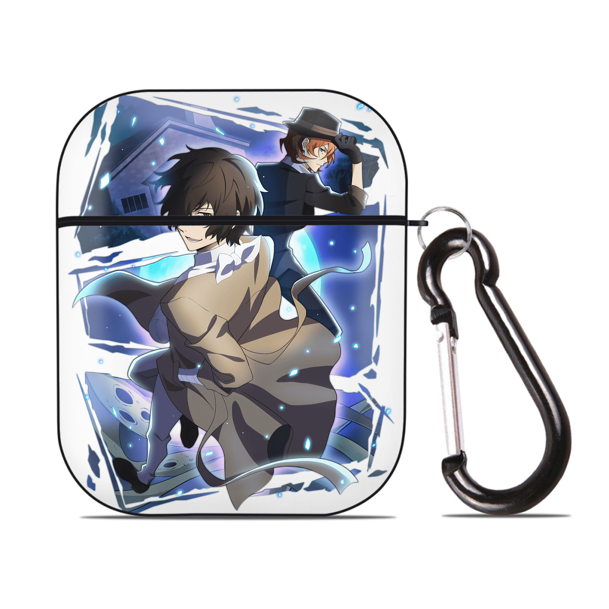 （画像用） 文豪ストレイドッグス Bungo Stray Dogs AirPods 第2世代保護ケース ハードシェル ブラック 耐衝撃・防指紋・カラビナ付き