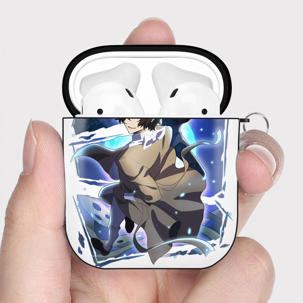 （画像用） 文豪ストレイドッグス Bungo Stray Dogs AirPods 第2世代保護ケース ハードシェル ブラック 耐衝撃・防指紋・カラビナ付き