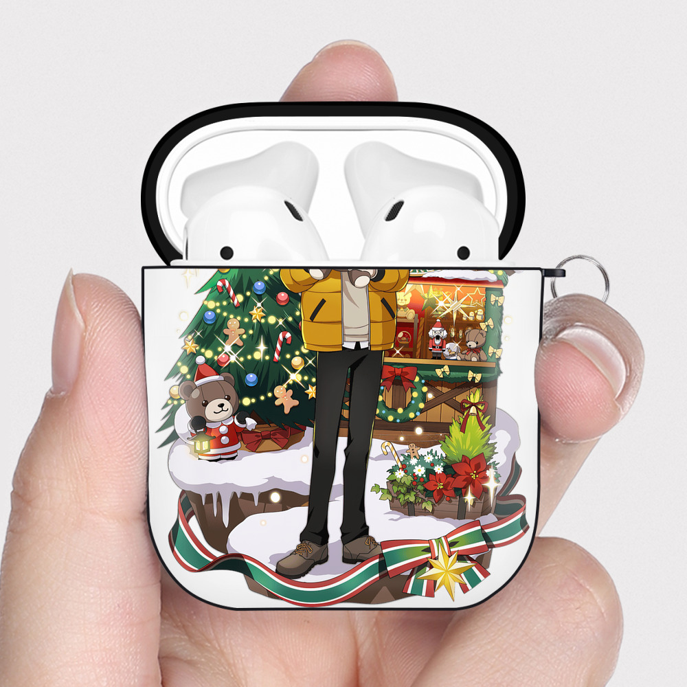 （画像用） 文豪ストレイドッグス Bungo Stray Dogs AirPods 第2世代保護ケース ハードシェル ブラック 耐衝撃・防指紋・カラビナ付き