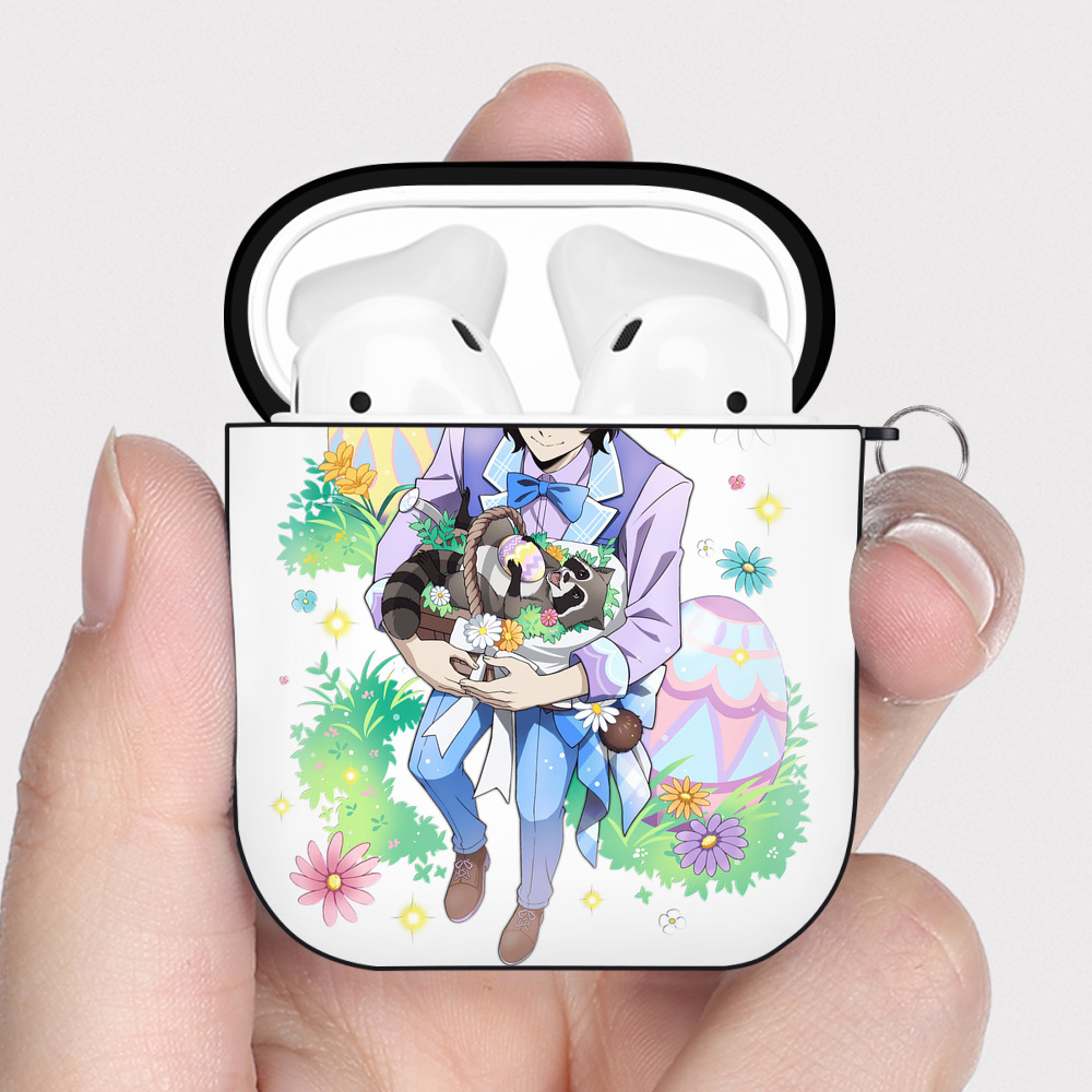 （画像用） 文豪ストレイドッグス Bungo Stray Dogs AirPods 第2世代保護ケース ハードシェル ブラック 耐衝撃・防指紋・カラビナ付き