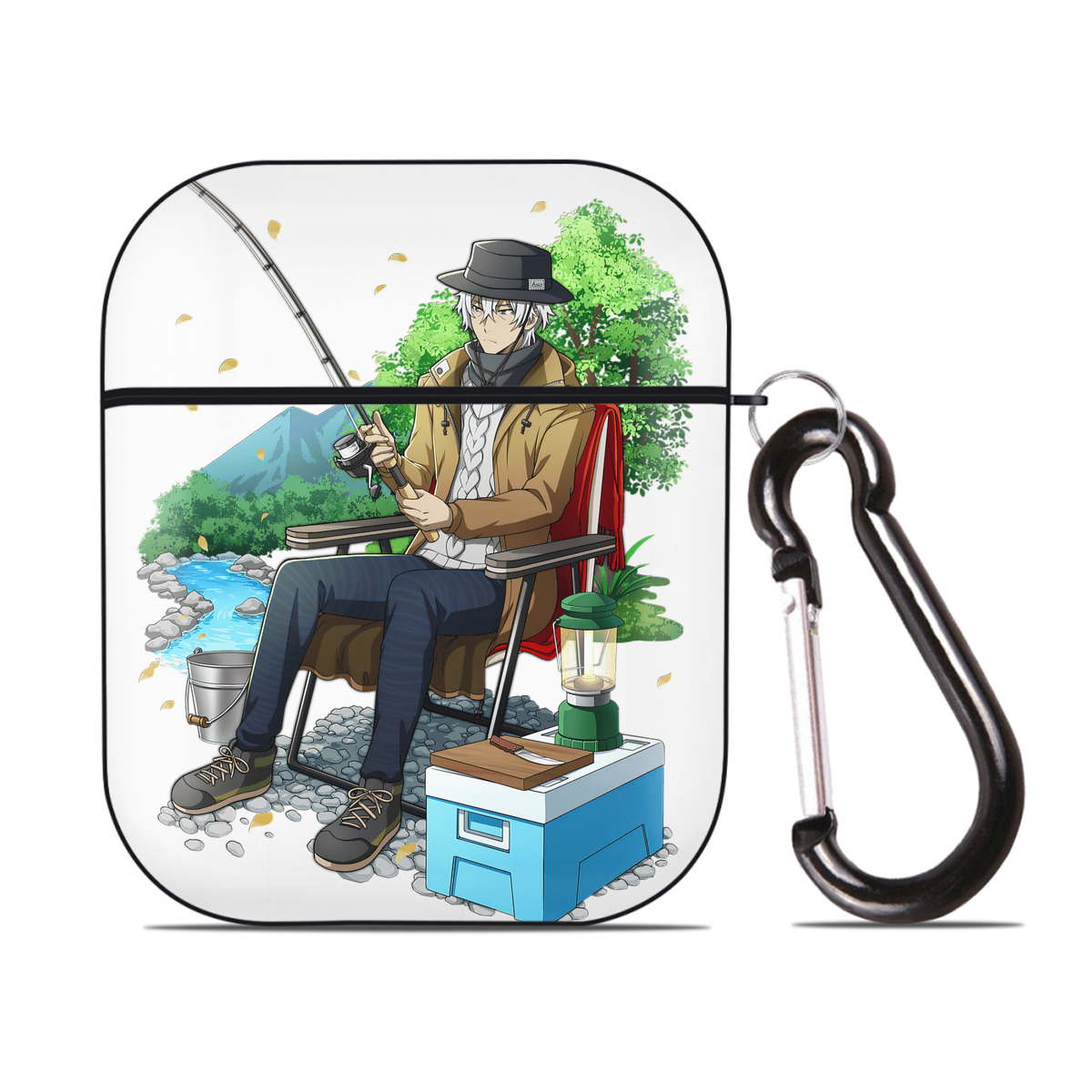 （画像用） 文豪ストレイドッグス Bungo Stray Dogs AirPods 第2世代保護ケース ハードシェル ブラック 耐衝撃・防指紋・カラビナ付き