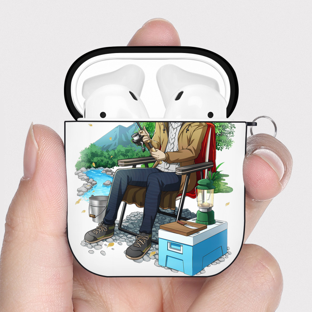 （画像用） 文豪ストレイドッグス Bungo Stray Dogs AirPods 第2世代保護ケース ハードシェル ブラック 耐衝撃・防指紋・カラビナ付き