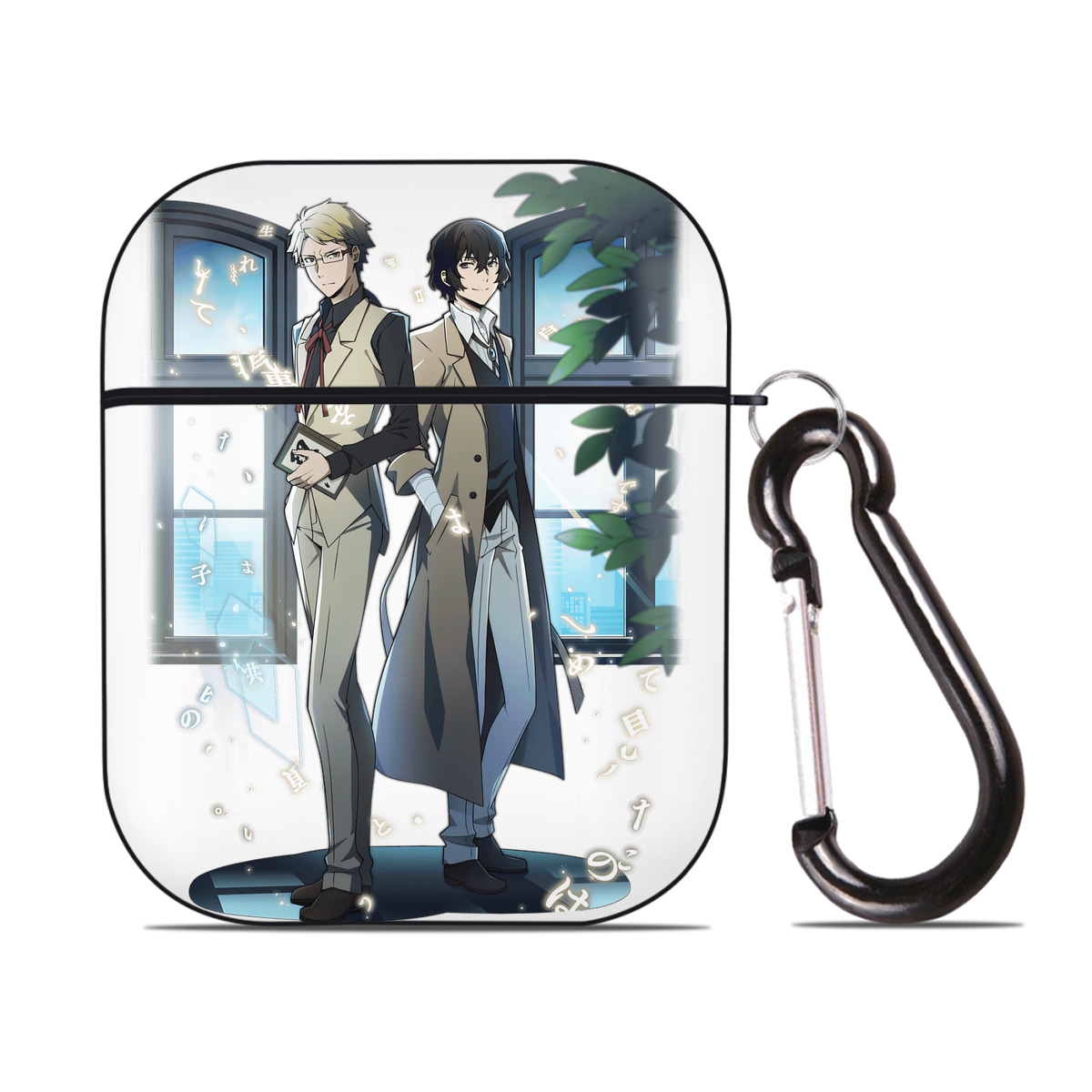 （画像用） 文豪ストレイドッグス Bungo Stray Dogs AirPods 第2世代保護ケース ハードシェル ブラック 耐衝撃・防指紋・カラビナ付き