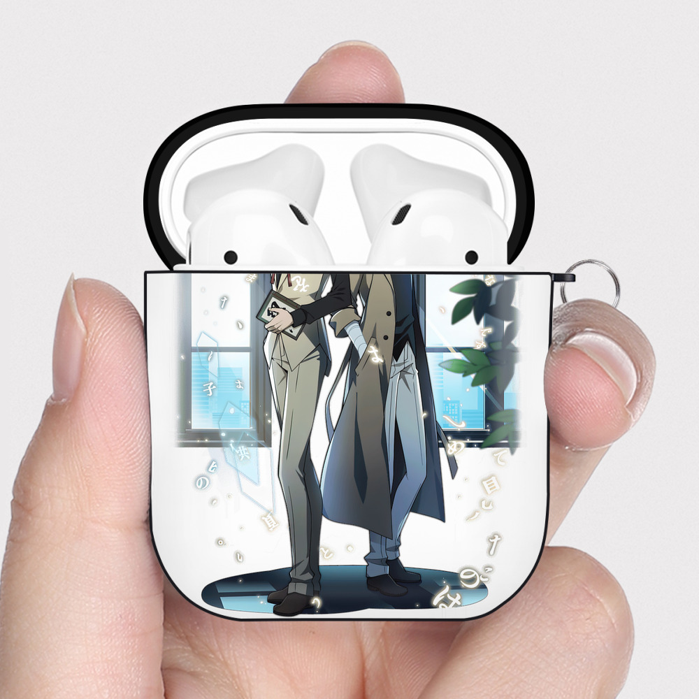 （画像用） 文豪ストレイドッグス Bungo Stray Dogs AirPods 第2世代保護ケース ハードシェル ブラック 耐衝撃・防指紋・カラビナ付き