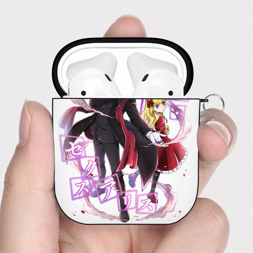 （画像用） 文豪ストレイドッグス Bungo Stray Dogs AirPods 第2世代保護ケース ハードシェル ブラック 耐衝撃・防指紋・カラビナ付き