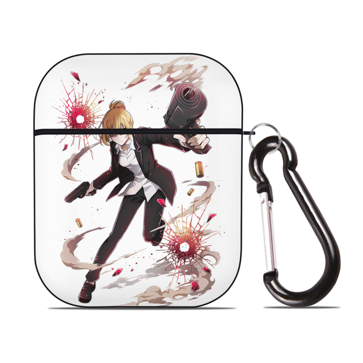 （画像用） 文豪ストレイドッグス Bungo Stray Dogs AirPods 第2世代保護ケース ハードシェル ブラック 耐衝撃・防指紋・カラビナ付き