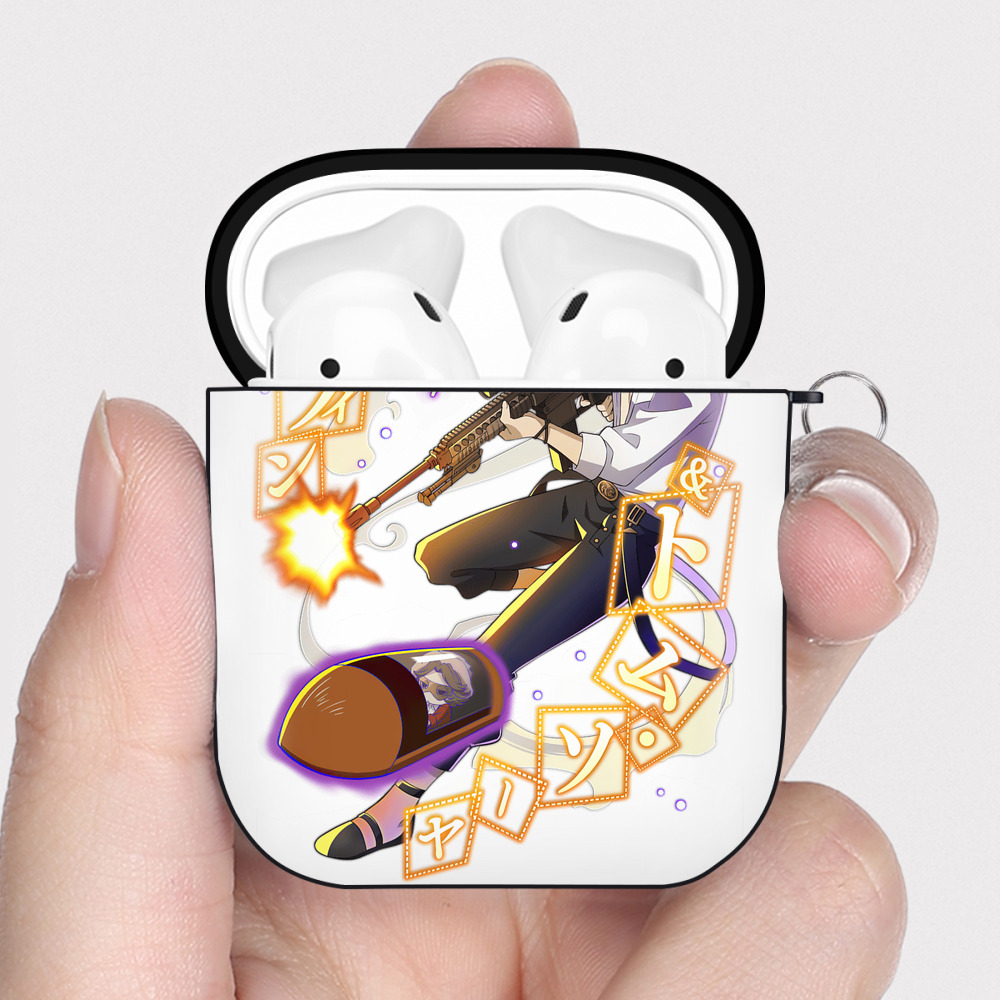 （画像用） 文豪ストレイドッグス Bungo Stray Dogs AirPods 第2世代保護ケース ハードシェル ブラック 耐衝撃・防指紋・カラビナ付き