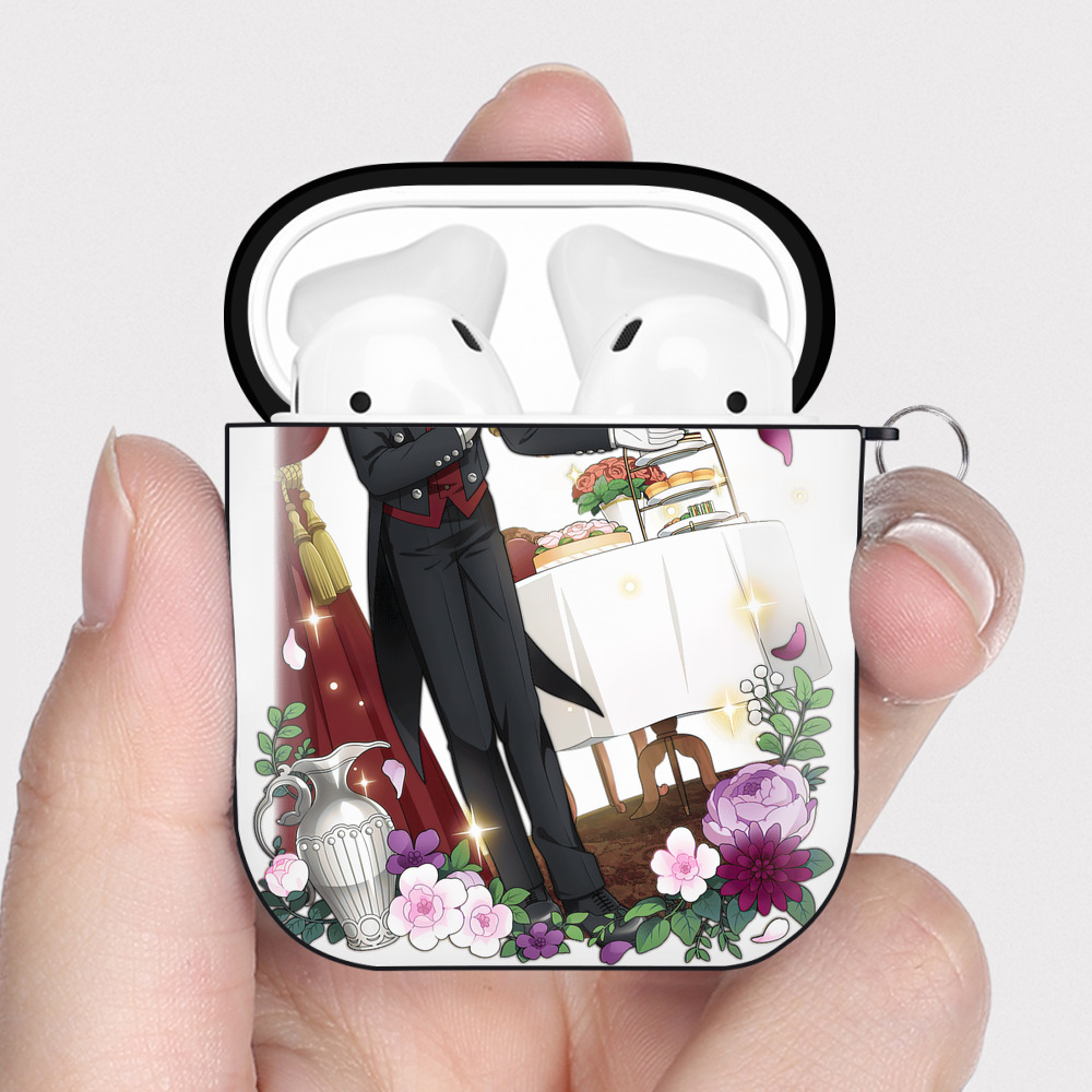 （画像用） 文豪ストレイドッグス Bungo Stray Dogs AirPods 第2世代保護ケース ハードシェル ブラック 耐衝撃・防指紋・カラビナ付き
