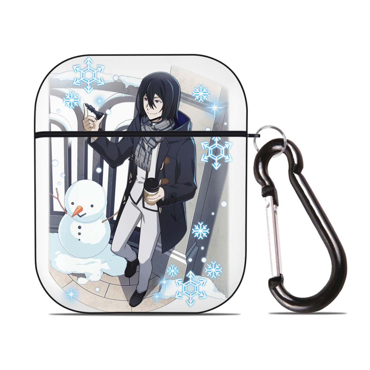 （画像用） 文豪ストレイドッグス Bungo Stray Dogs AirPods 第2世代保護ケース ハードシェル ブラック 耐衝撃・防指紋・カラビナ付き