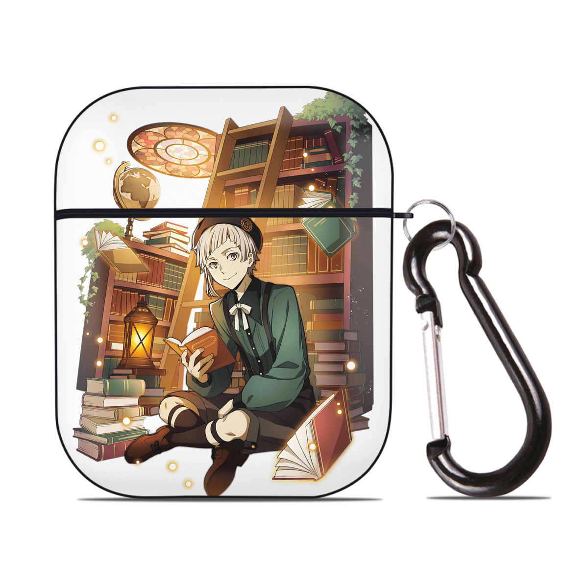 （画像用） 文豪ストレイドッグス Bungo Stray Dogs AirPods 第2世代保護ケース ハードシェル ブラック 耐衝撃・防指紋・カラビナ付き