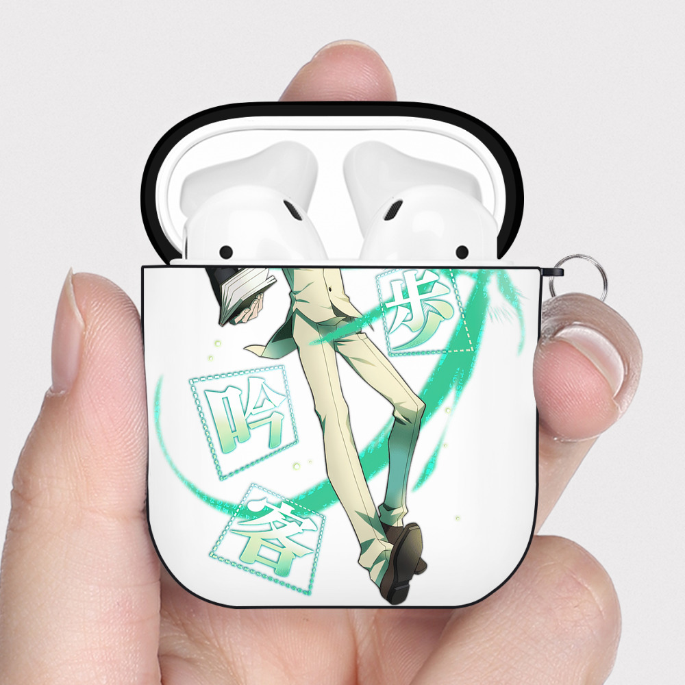 （画像用） 文豪ストレイドッグス Bungo Stray Dogs AirPods 第2世代保護ケース ハードシェル ブラック 耐衝撃・防指紋・カラビナ付き
