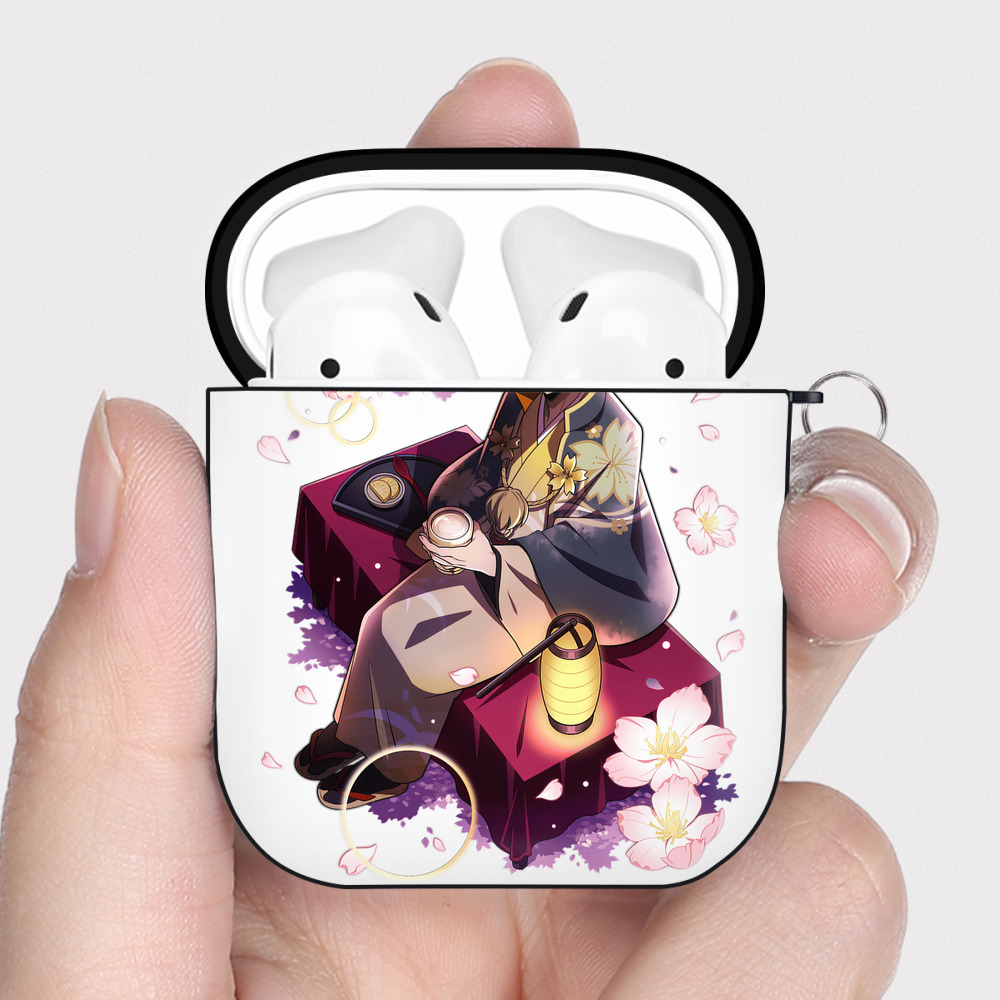 （画像用） 文豪ストレイドッグス Bungo Stray Dogs AirPods 第2世代保護ケース ハードシェル ブラック 耐衝撃・防指紋・カラビナ付き
