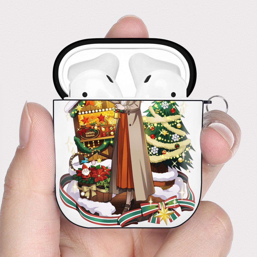 （画像用） 文豪ストレイドッグス Bungo Stray Dogs AirPods 第2世代保護ケース ハードシェル ブラック 耐衝撃・防指紋・カラビナ付き