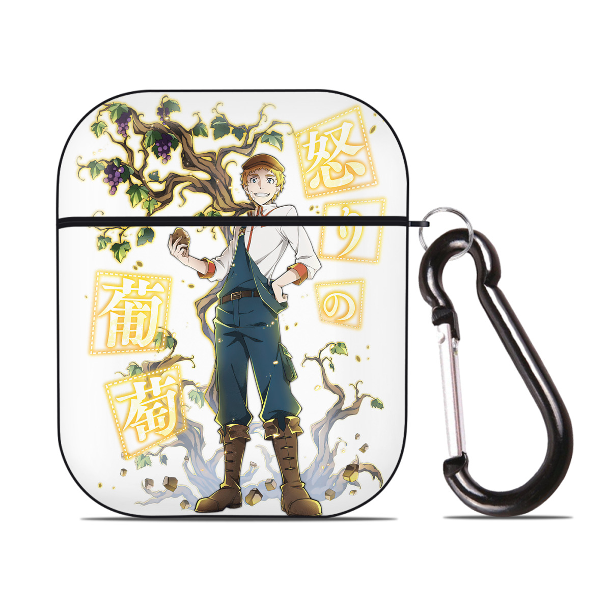 （画像用） 文豪ストレイドッグス Bungo Stray Dogs AirPods 第2世代保護ケース ハードシェル ブラック 耐衝撃・防指紋・カラビナ付き