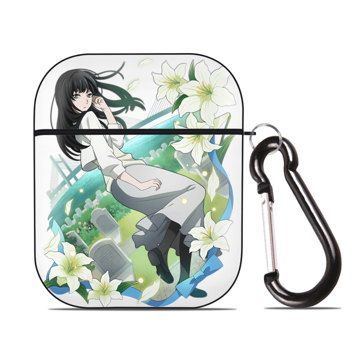 （画像用） 文豪ストレイドッグス Bungo Stray Dogs AirPods 第2世代保護ケース ハードシェル ブラック 耐衝撃・防指紋・カラビナ付き