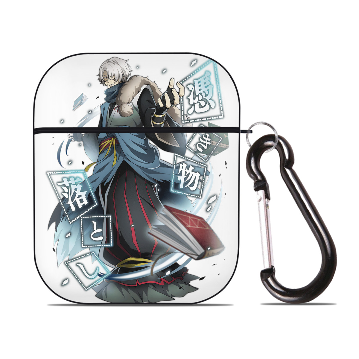（画像用） 文豪ストレイドッグス Bungo Stray Dogs AirPods 第2世代保護ケース ハードシェル ブラック 耐衝撃・防指紋・カラビナ付き