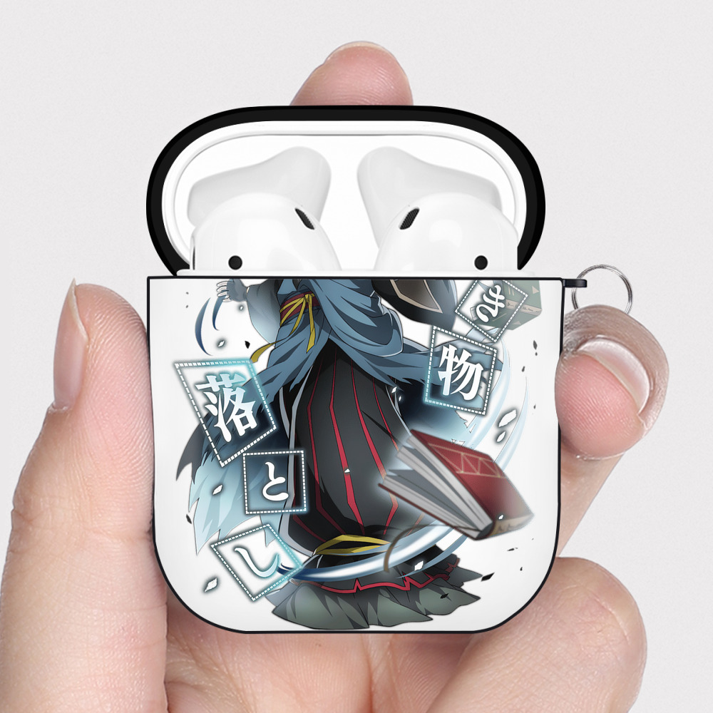 （画像用） 文豪ストレイドッグス Bungo Stray Dogs AirPods 第2世代保護ケース ハードシェル ブラック 耐衝撃・防指紋・カラビナ付き