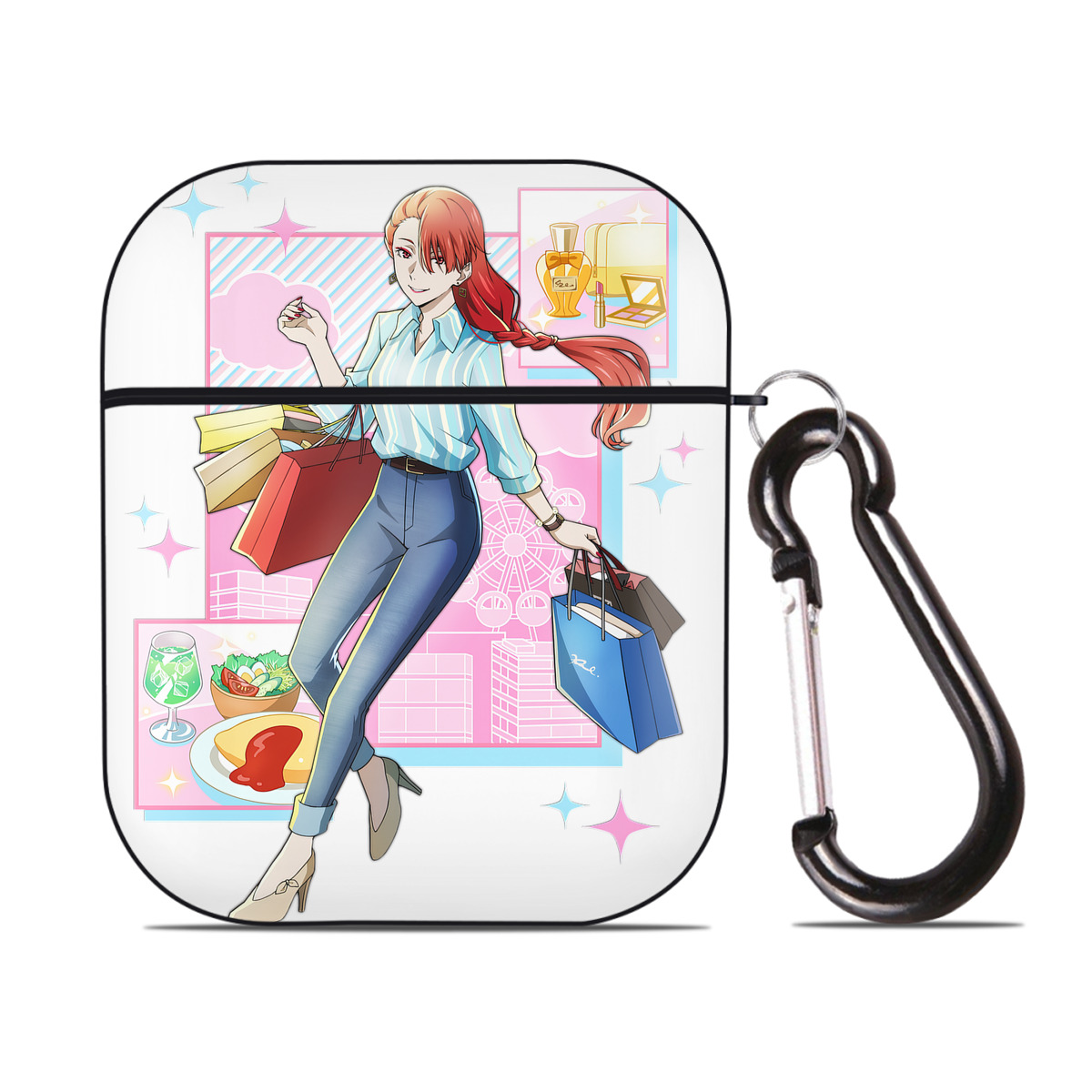 （画像用） 文豪ストレイドッグス Bungo Stray Dogs AirPods 第2世代保護ケース ハードシェル ブラック 耐衝撃・防指紋・カラビナ付き