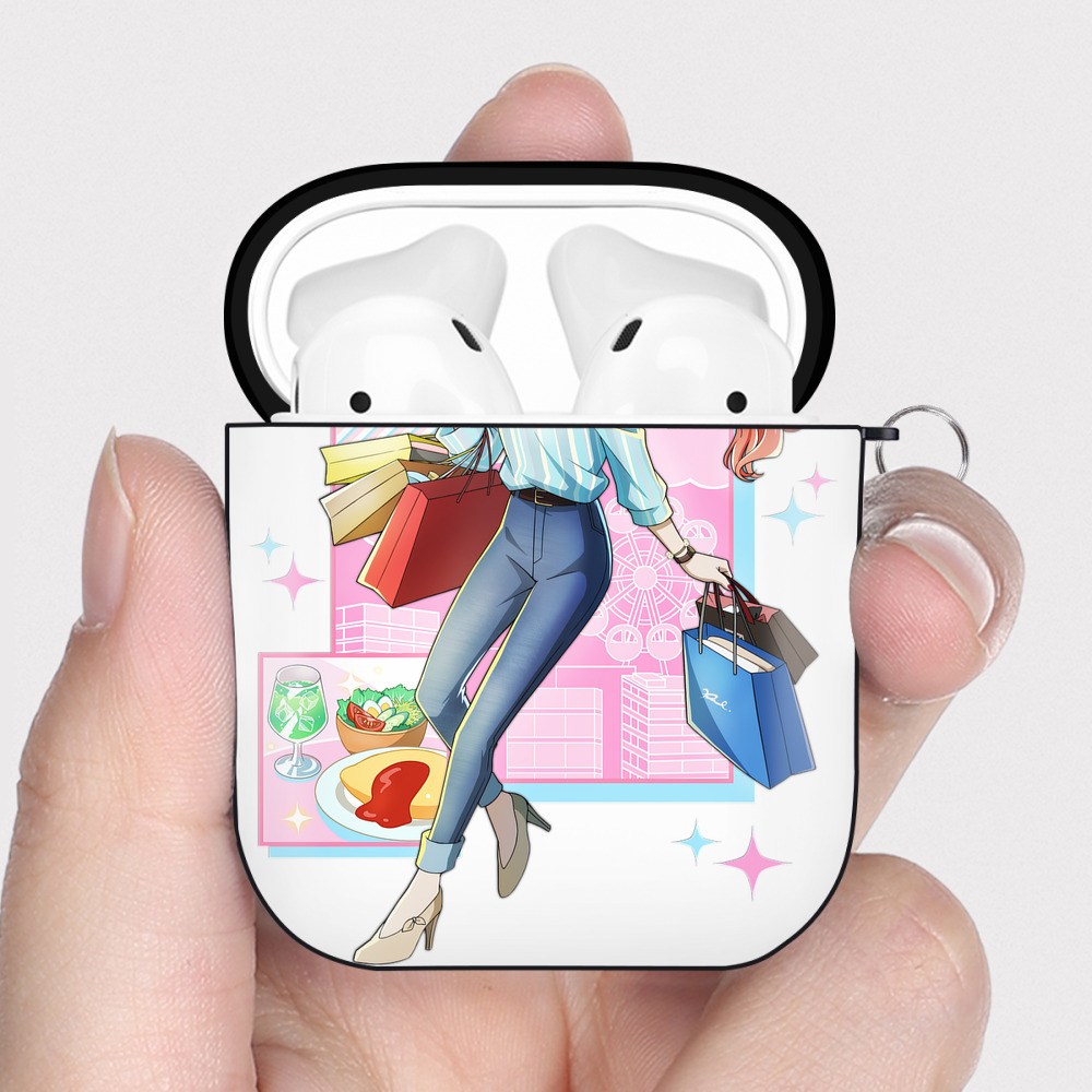 （画像用） 文豪ストレイドッグス Bungo Stray Dogs AirPods 第2世代保護ケース ハードシェル ブラック 耐衝撃・防指紋・カラビナ付き