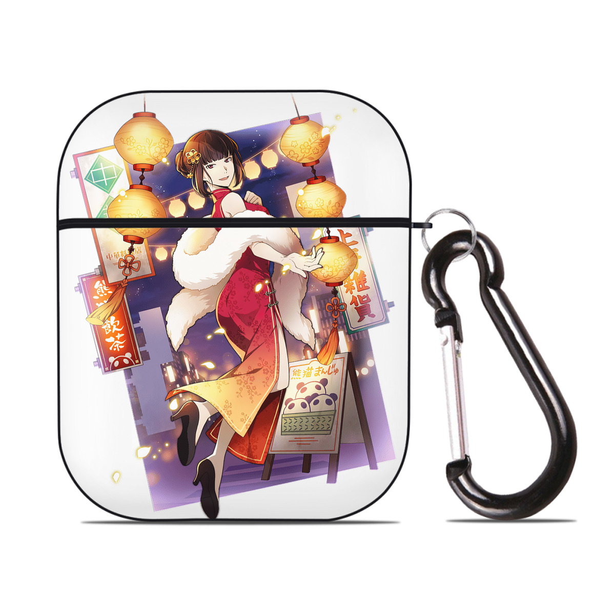 （画像用） 文豪ストレイドッグス Bungo Stray Dogs AirPods 第2世代保護ケース ハードシェル ブラック 耐衝撃・防指紋・カラビナ付き