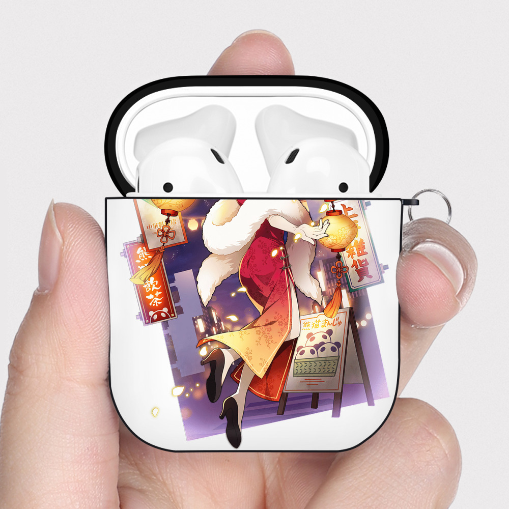 （画像用） 文豪ストレイドッグス Bungo Stray Dogs AirPods 第2世代保護ケース ハードシェル ブラック 耐衝撃・防指紋・カラビナ付き
