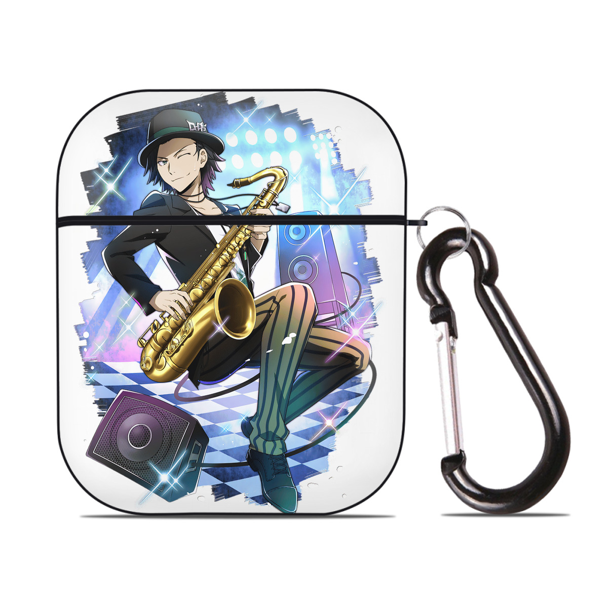 （画像用） 文豪ストレイドッグス Bungo Stray Dogs AirPods 第2世代保護ケース ハードシェル ブラック 耐衝撃・防指紋・カラビナ付き