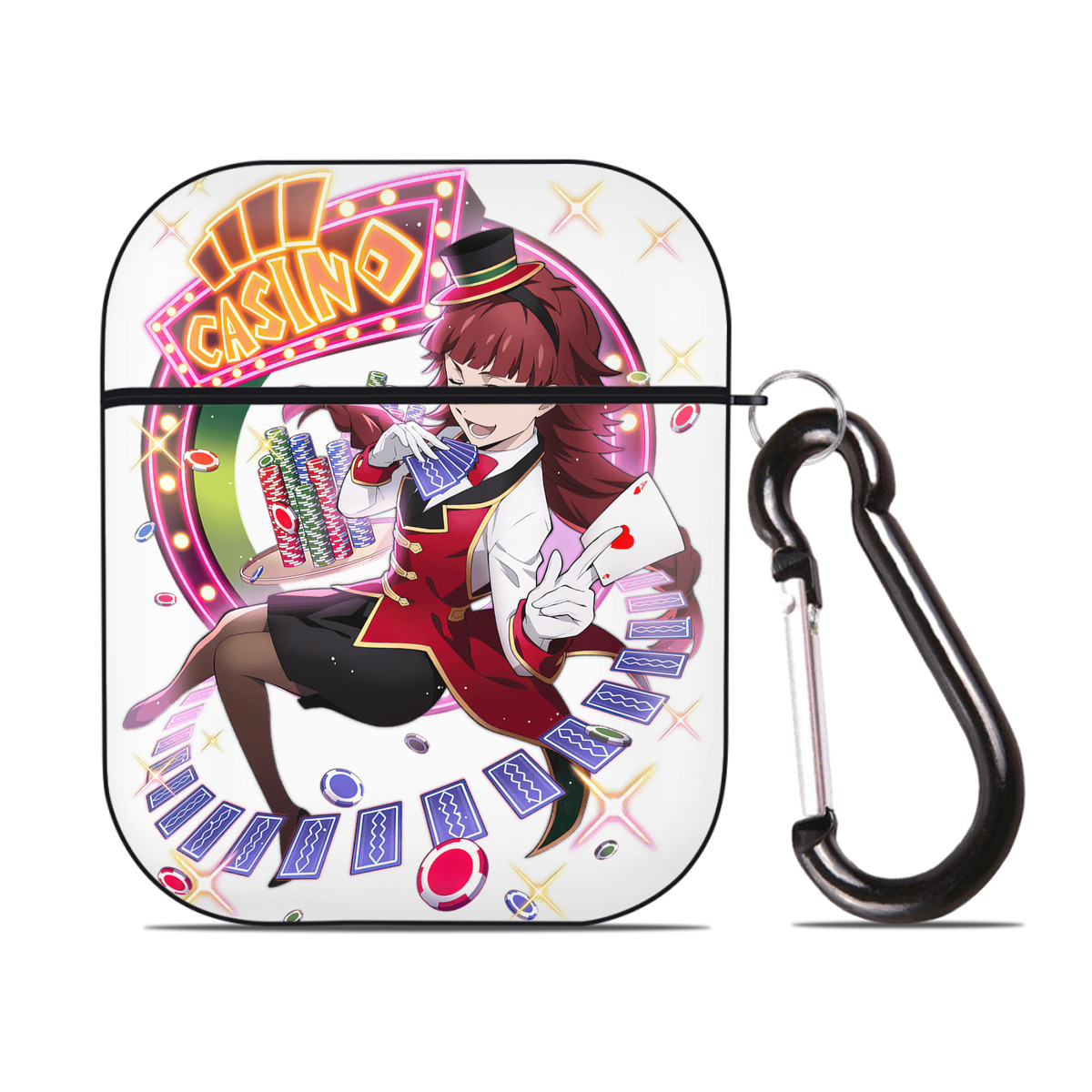 （画像用） 文豪ストレイドッグス Bungo Stray Dogs AirPods 第2世代保護ケース ハードシェル ブラック 耐衝撃・防指紋・カラビナ付き