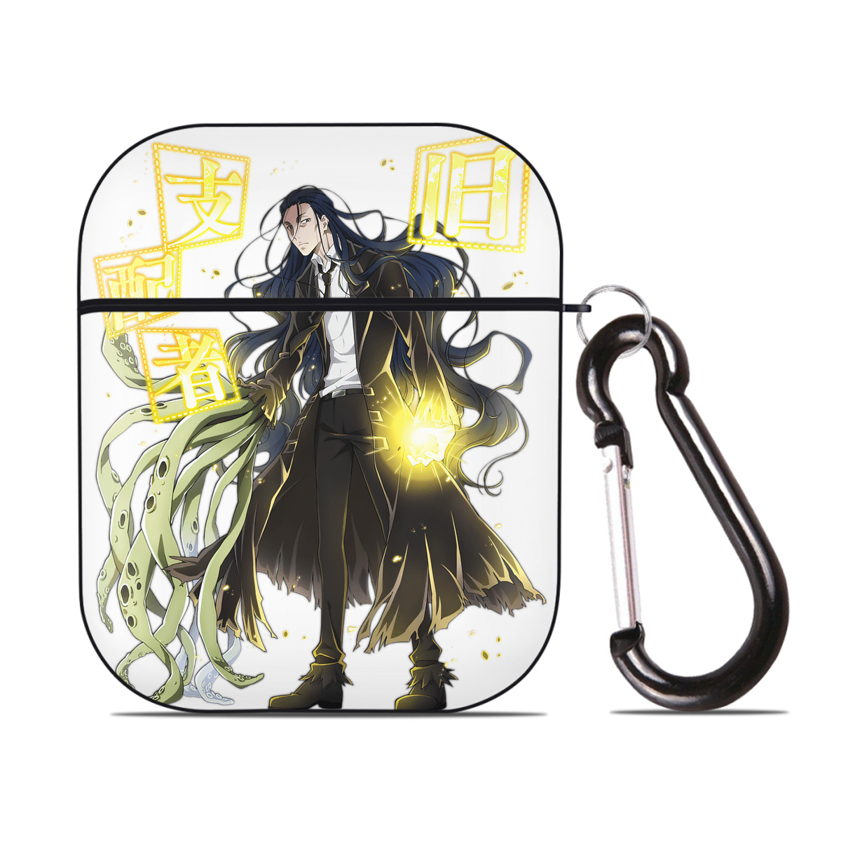 （画像用） 文豪ストレイドッグス Bungo Stray Dogs AirPods 第2世代保護ケース ハードシェル ブラック 耐衝撃・防指紋・カラビナ付き