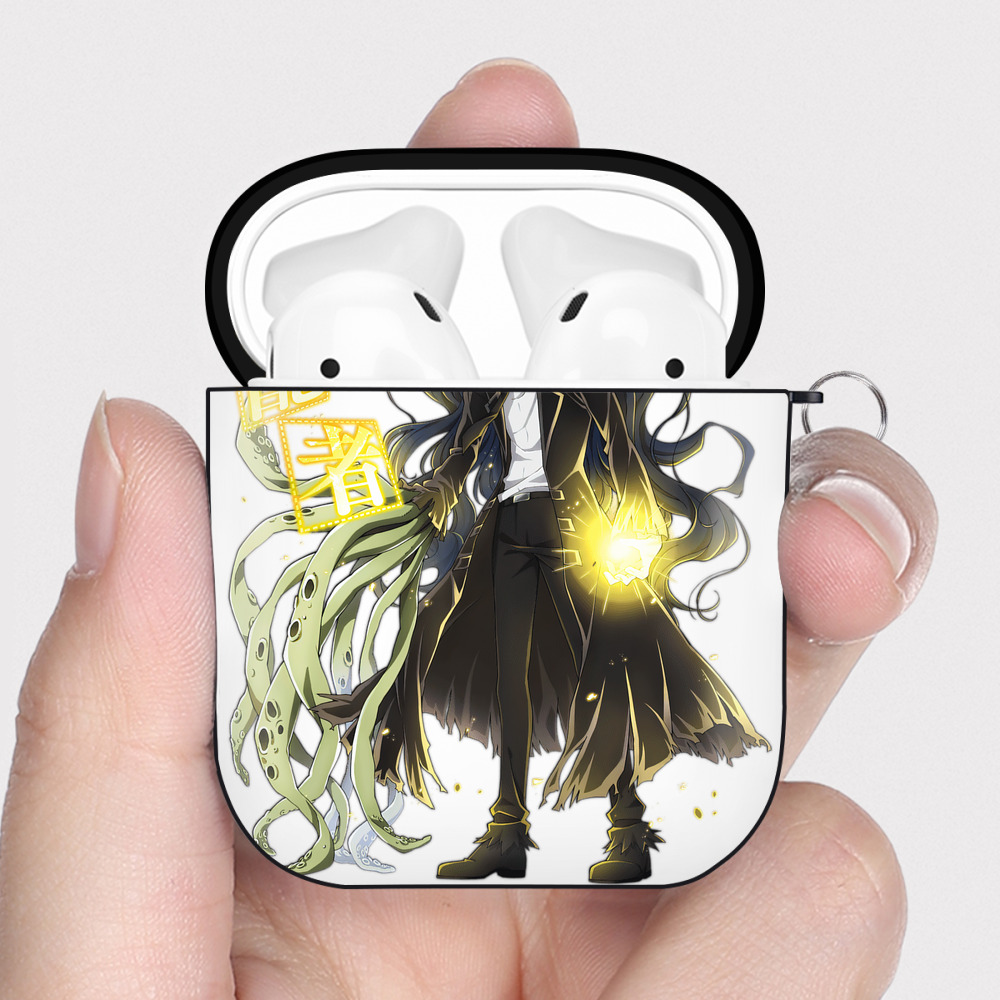 （画像用） 文豪ストレイドッグス Bungo Stray Dogs AirPods 第2世代保護ケース ハードシェル ブラック 耐衝撃・防指紋・カラビナ付き