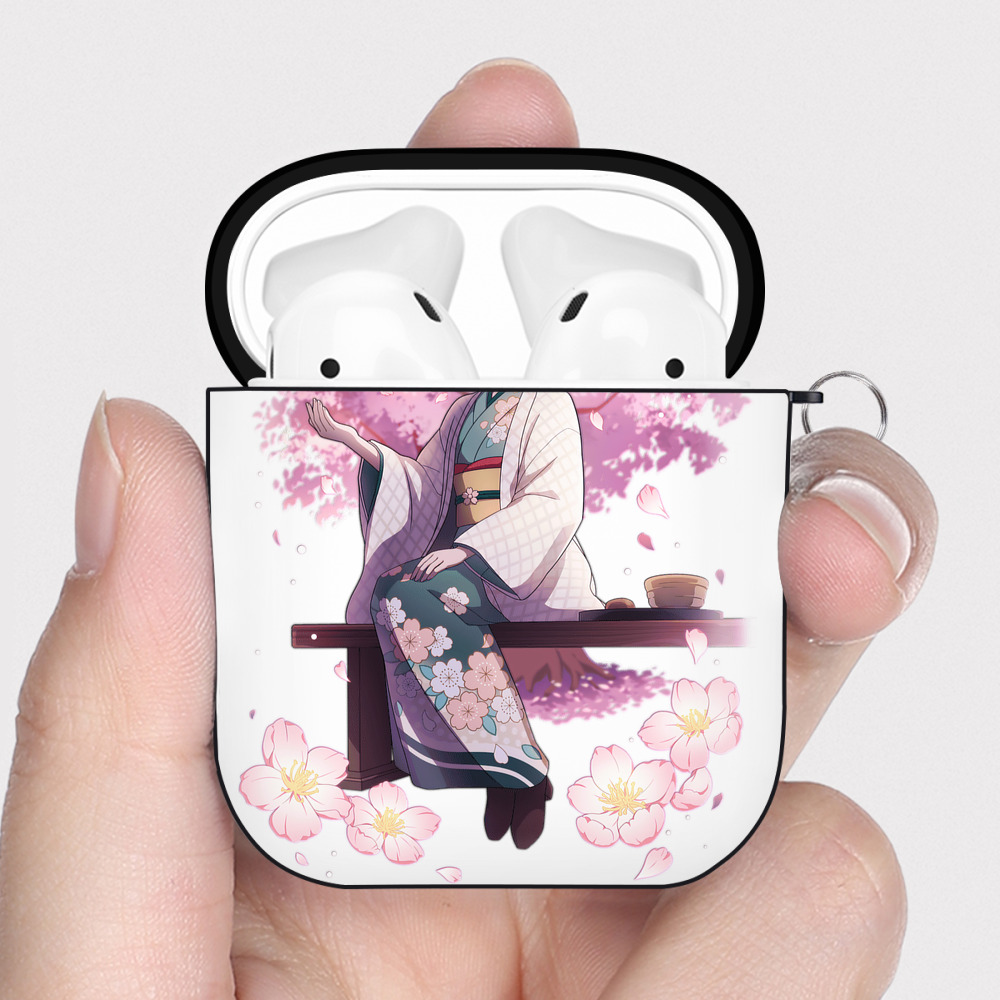 （画像用） 文豪ストレイドッグス Bungo Stray Dogs AirPods 第2世代保護ケース ハードシェル ブラック 耐衝撃・防指紋・カラビナ付き
