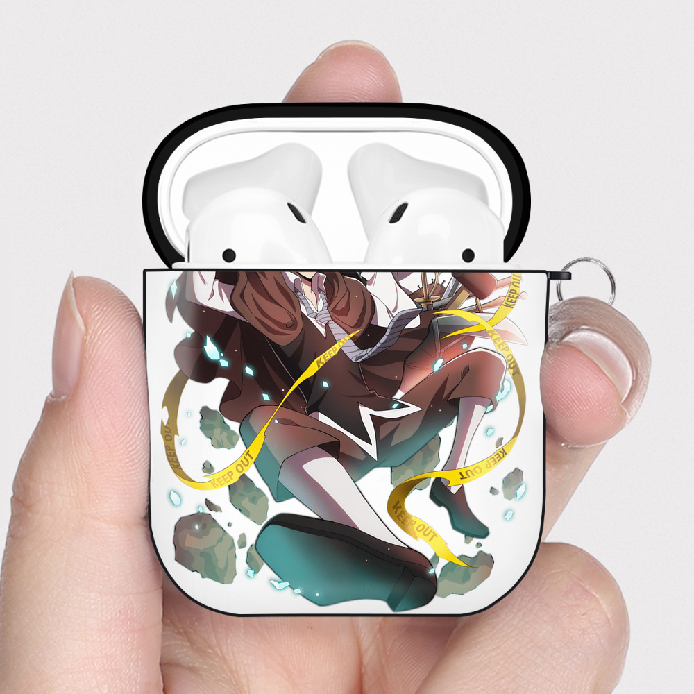 （画像用） 文豪ストレイドッグス Bungo Stray Dogs AirPods 第2世代保護ケース ハードシェル ブラック 耐衝撃・防指紋・カラビナ付き
