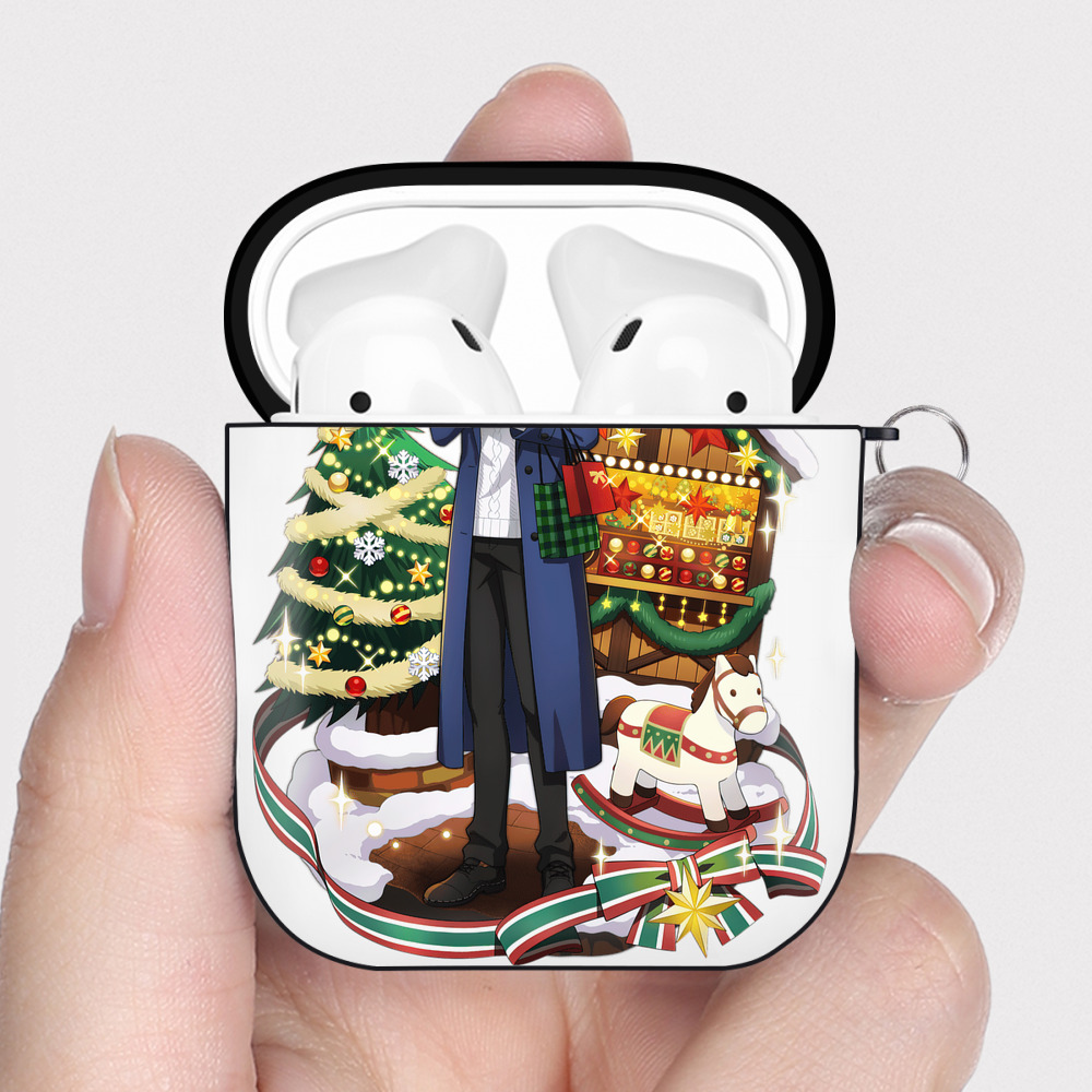 （画像用） 文豪ストレイドッグス Bungo Stray Dogs AirPods 第2世代保護ケース ハードシェル ブラック 耐衝撃・防指紋・カラビナ付き