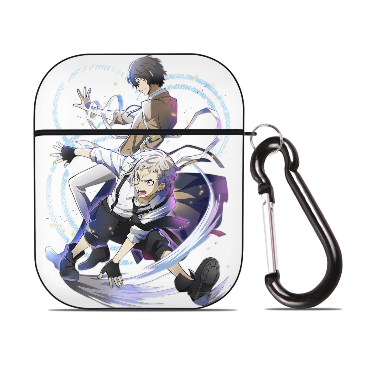 （画像用） 文豪ストレイドッグス Bungo Stray Dogs AirPods 第2世代保護ケース ハードシェル ブラック 耐衝撃・防指紋・カラビナ付き