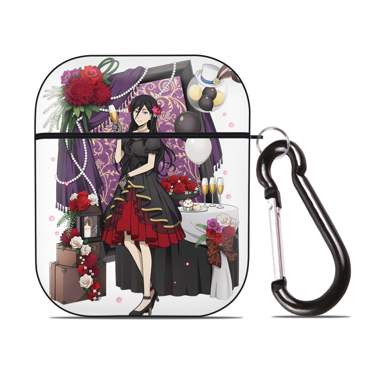 （画像用） 文豪ストレイドッグス Bungo Stray Dogs AirPods 第2世代保護ケース ハードシェル ブラック 耐衝撃・防指紋・カラビナ付き