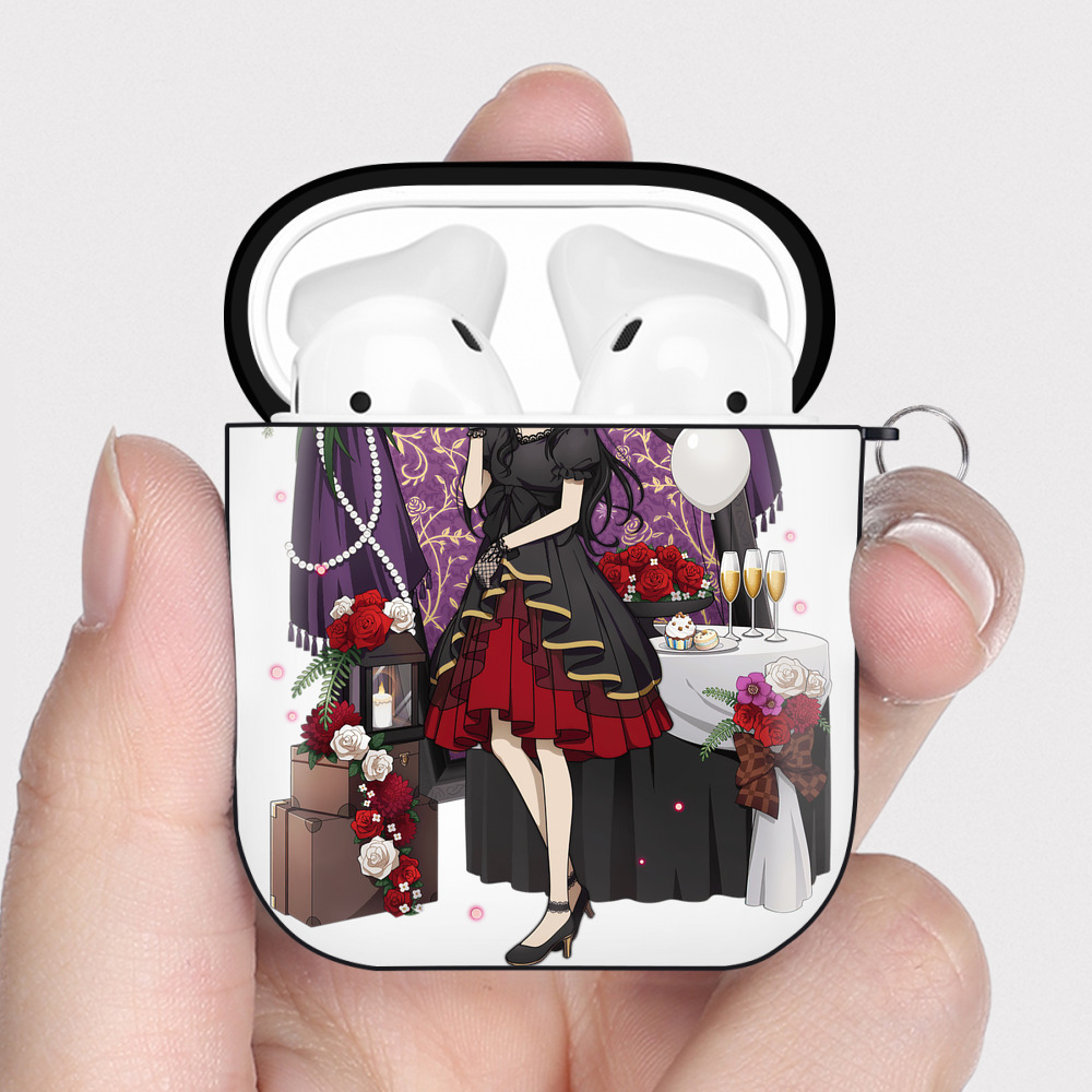 （画像用） 文豪ストレイドッグス Bungo Stray Dogs AirPods 第2世代保護ケース ハードシェル ブラック 耐衝撃・防指紋・カラビナ付き