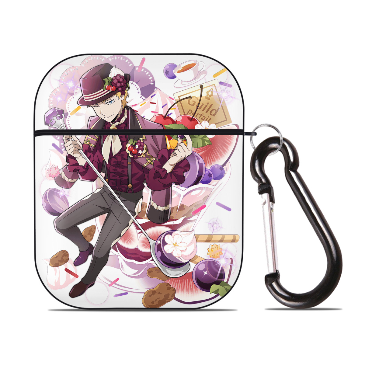 （画像用） 文豪ストレイドッグス Bungo Stray Dogs AirPods 第2世代保護ケース ハードシェル ブラック 耐衝撃・防指紋・カラビナ付き