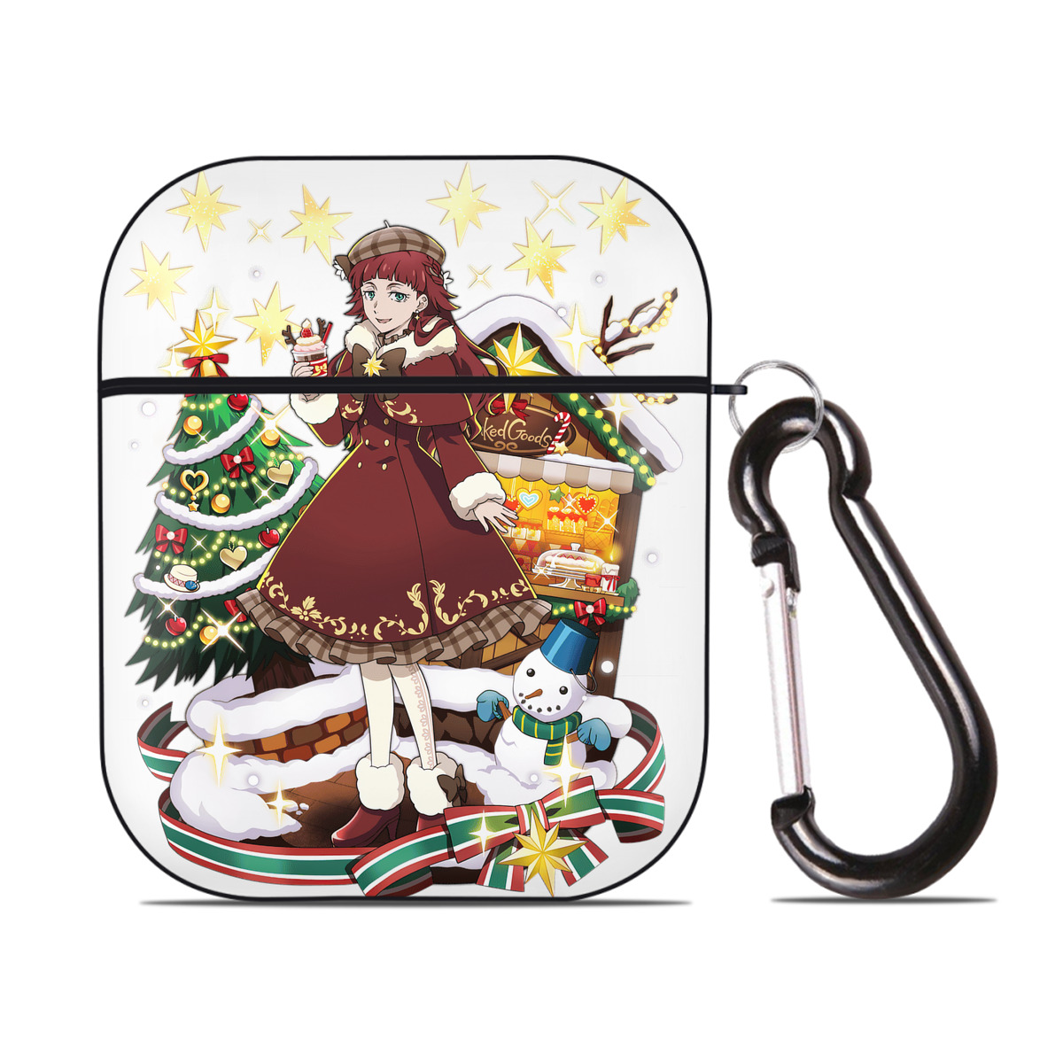 （画像用） 文豪ストレイドッグス Bungo Stray Dogs AirPods 第2世代保護ケース ハードシェル ブラック 耐衝撃・防指紋・カラビナ付き