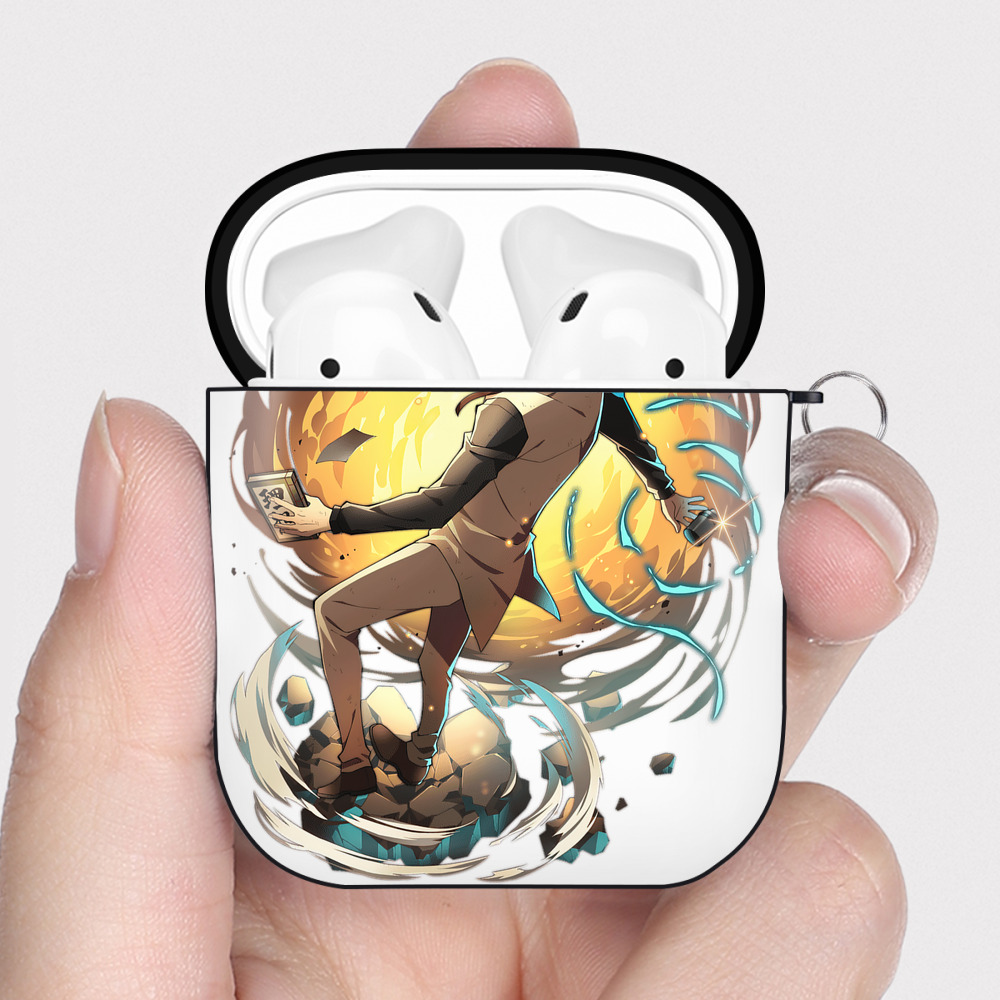 （画像用） 文豪ストレイドッグス Bungo Stray Dogs AirPods 第2世代保護ケース ハードシェル ブラック 耐衝撃・防指紋・カラビナ付き
